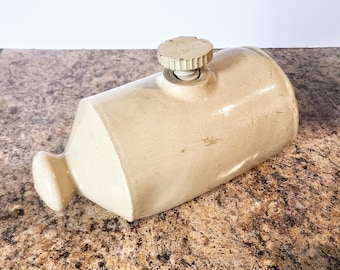 Antique Ceramic Stoneware Bed Warmer, With Original Threaded Ceramic Cap