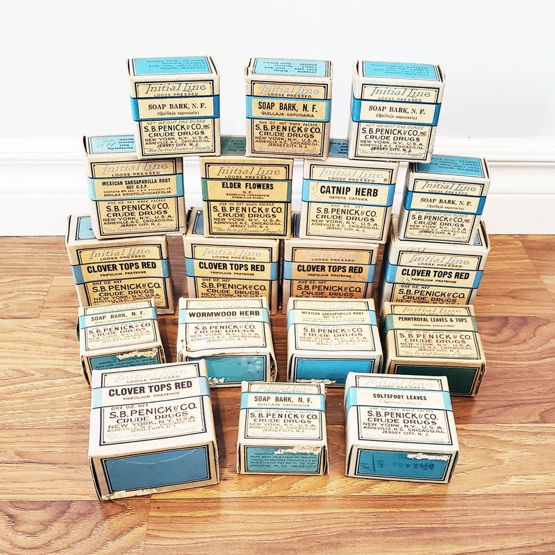 Vintage 1920s Apothecary Drug Boxes S B Penick Crude Drugs Etsy