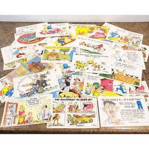 Lot of 44 Vintage 1950s Comic Postcards, Funny Postcards, Comicard, Laff Gram/Laff-O-Gram, Petley Laff Cards