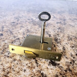 Vintage 3" Brass Mortise Lock, Working, With Two Keys