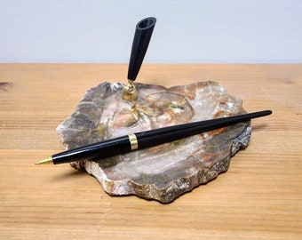 Vintage Marble Pen Stand, With Pen Holder & Original Pen, Circa 1970