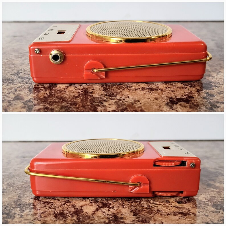 Vintage 1958 SONY TR610 Portable Radio, Red Plastic Not