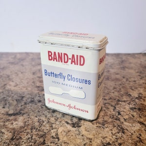 1960er Pflaster Schmetterling Litho Dose, 100 Medium, Johnson & Johnson, leer