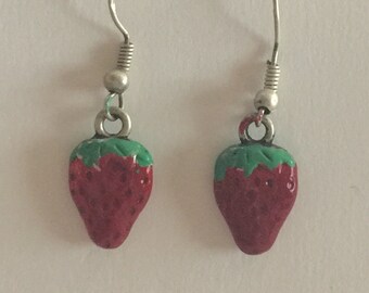 Handpainted Strawberry Earrings