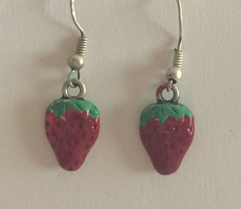 Handpainted Strawberry Earrings image 1