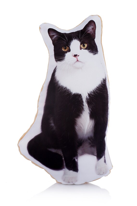 Urocza Czarno Biały Kot Poduszka W Kształcie Midi