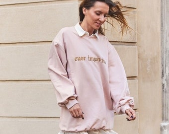 CUOR IMPAVIDO pink maxi jumper, powder pink sweatshirt