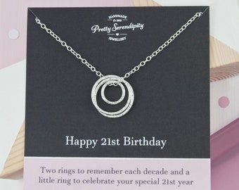 21st Birthday Necklace With Mini Ring 
