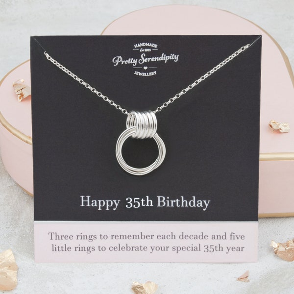 35th Birthday Necklace, 35th Birthday Gift For Her, Sterling Silver