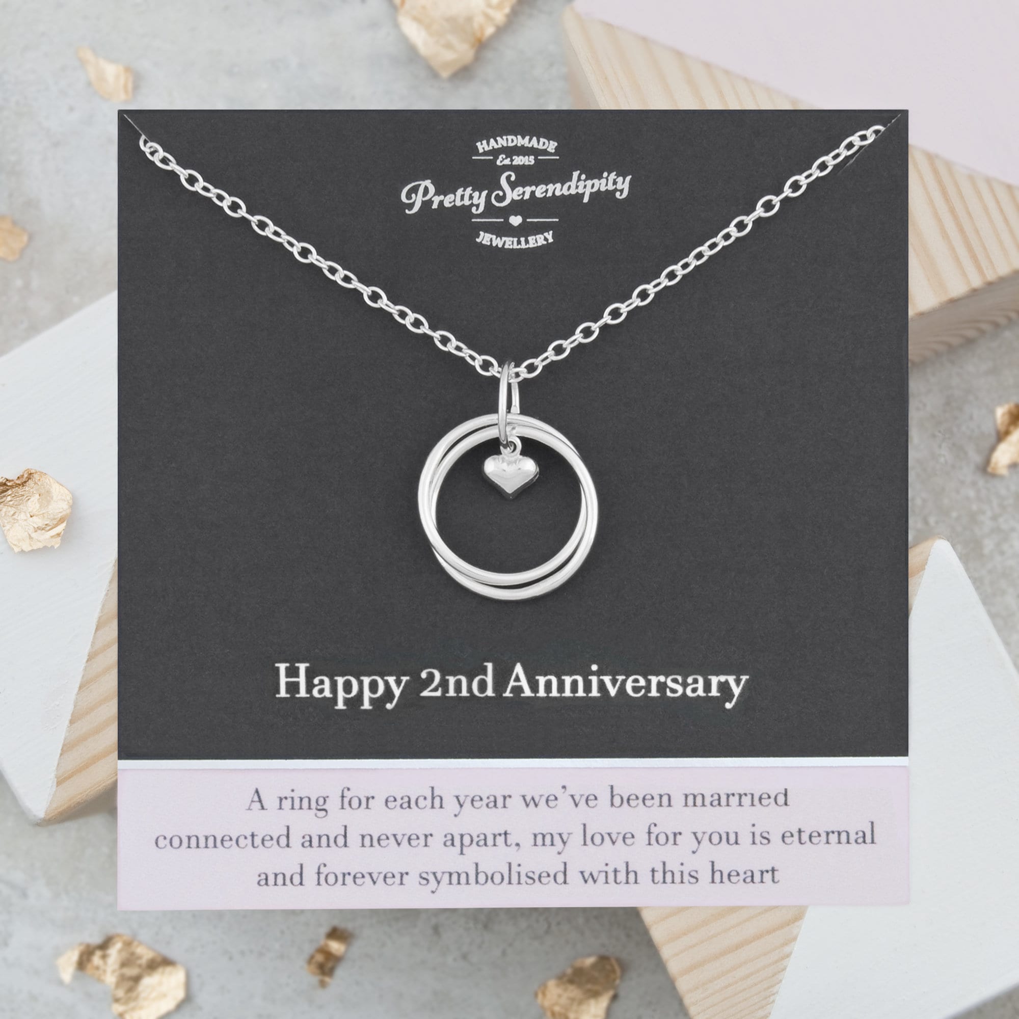 2nd Anniversary Necklace, 2 Year Gift, Sterling Silver