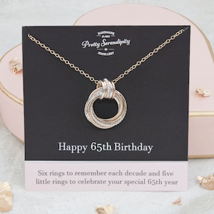 65th Birthday Necklace - 65th Birthday Gift - Silver & Gold