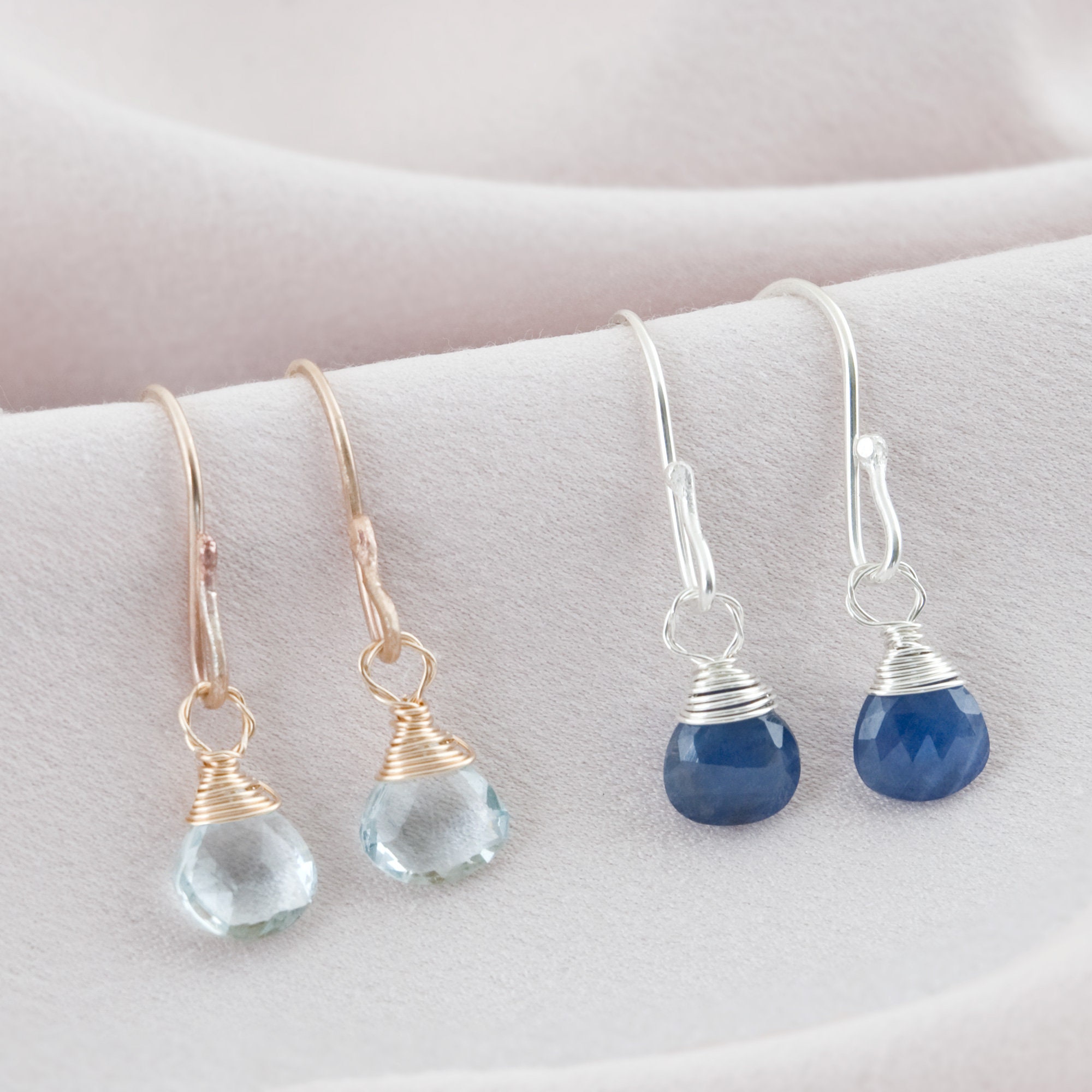 Birthstone Drop Earrings, Sterling Silver Or 14Ct Gold Fill, Gemstone Birthday Gifts For Women, Handmade