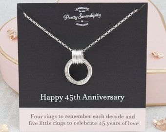 45th Anniversary Necklace, 45th Wedding Anniversary Gift, Sterling Silver