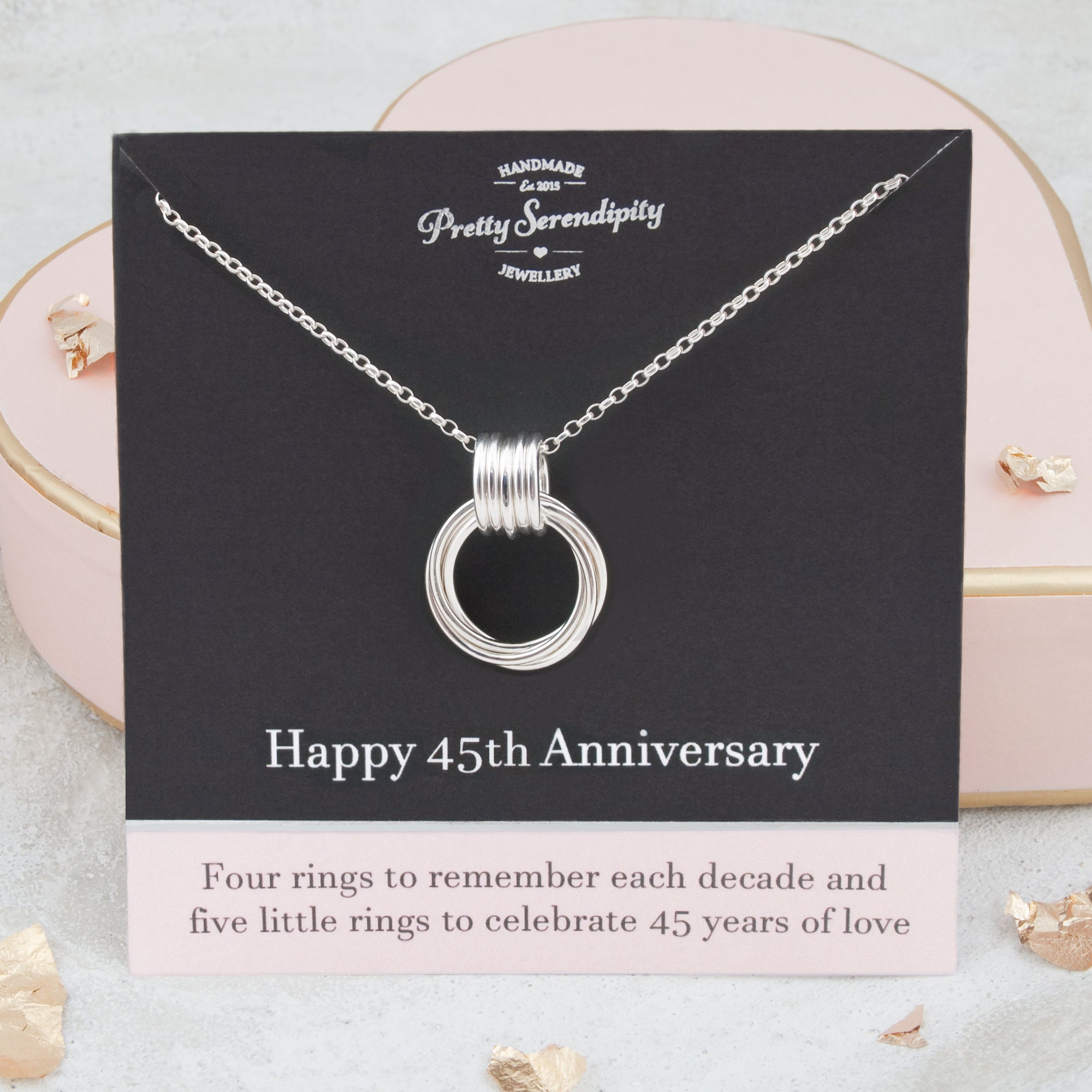 45Th Anniversary Necklace, Wedding Gift, Sterling Silver