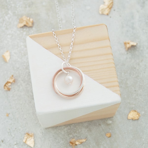 30th Pearl Wedding Anniversary Necklace - 9ct Solid Gold and Silver, 30th Anniversary Gift