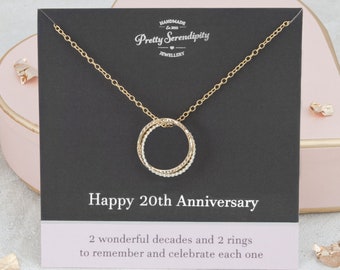 20th Anniversary Mixed Metal Necklace, 20th Wedding Anniversary Gift, Sterling Silver and 14ct Gold Fill