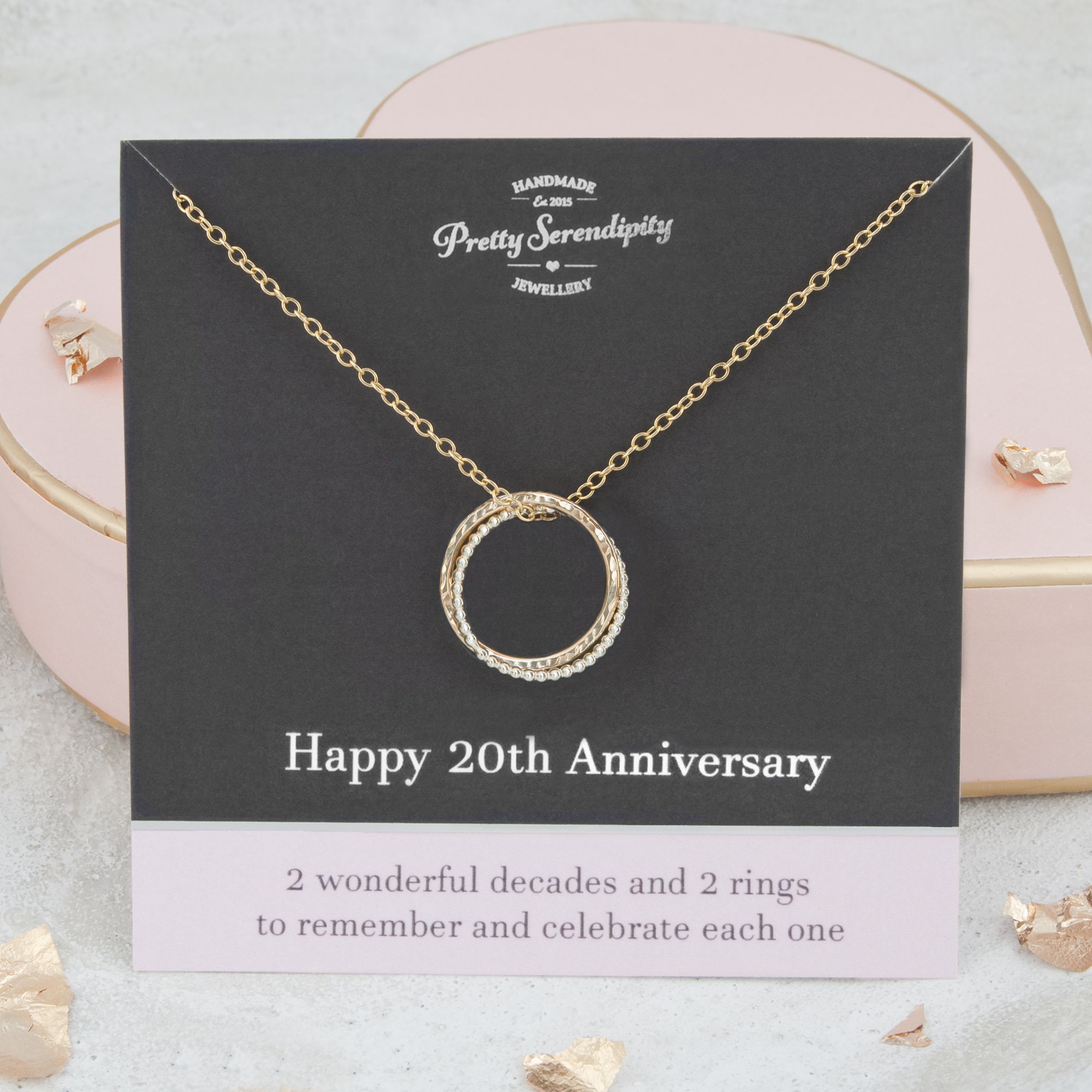 20Th Anniversary Mixed Metal Necklace, Wedding Gift, Sterling Silver & 14Ct Gold Fill