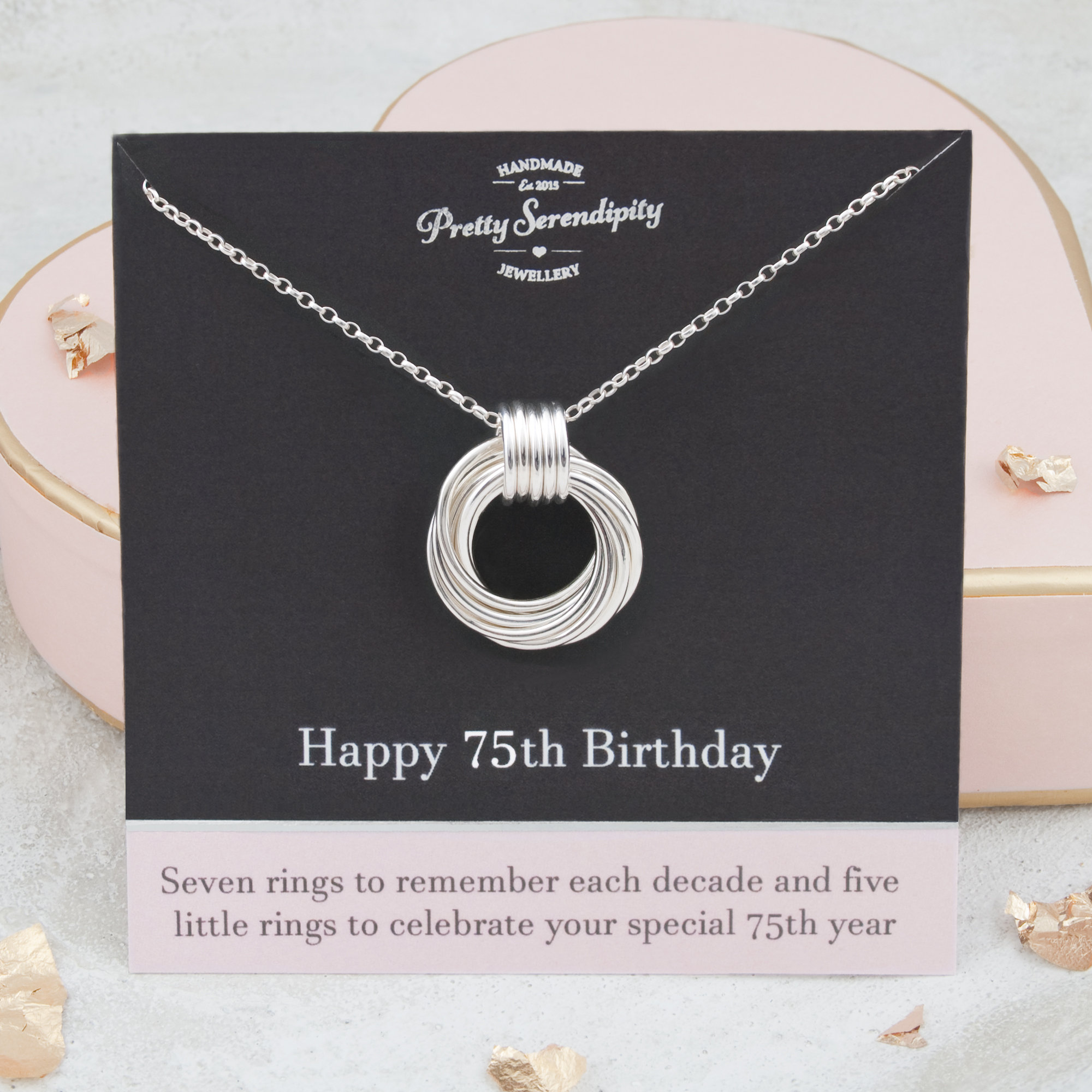 75Th Birthday Necklace, Gift For Her, Sterling Silver