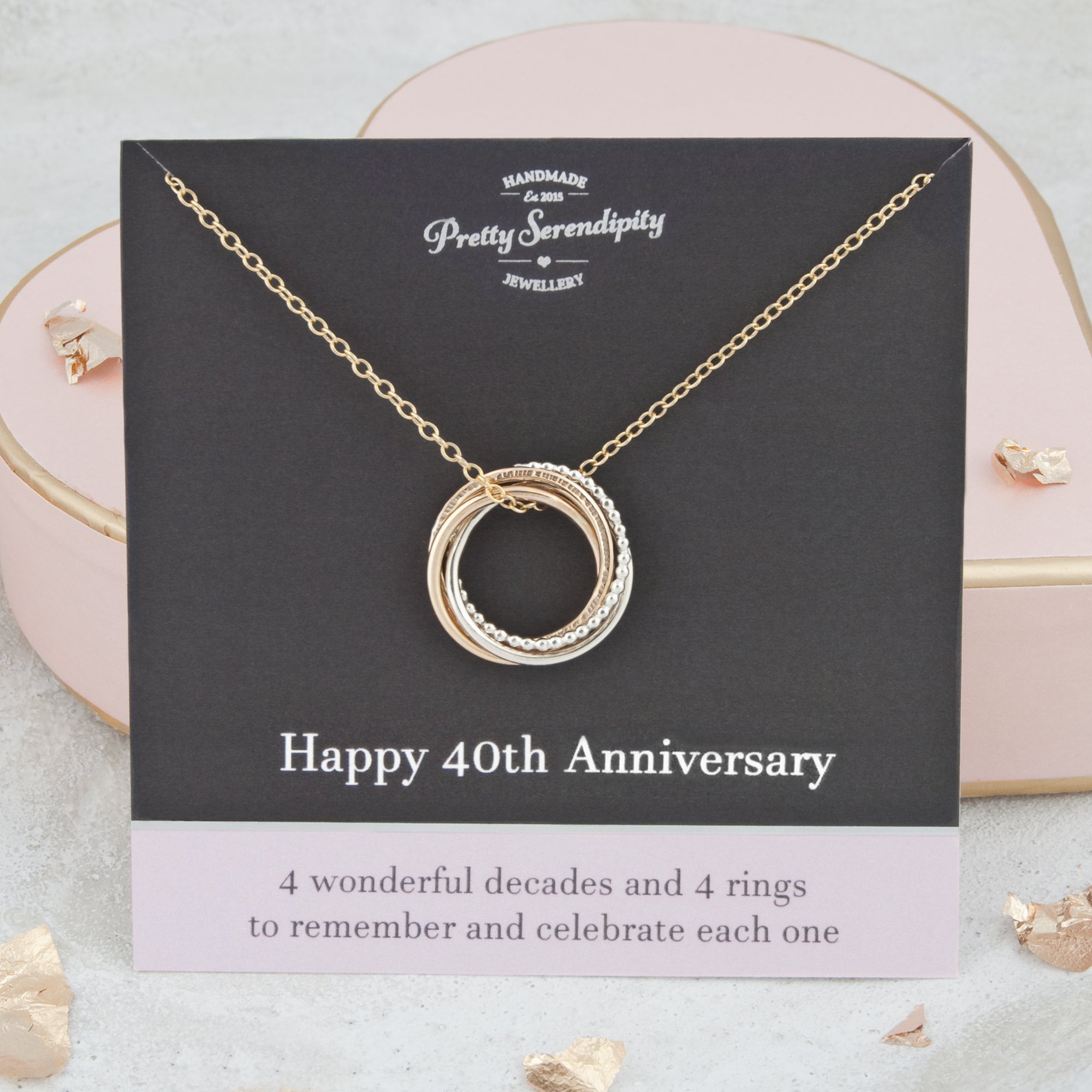 40Th Anniversary Mixed Metal Necklace, Wedding Gift, Sterling Silver & 14Ct Gold Fill