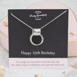 25th Birthday Necklace - 25th Birthday Gift - Sterling Silver