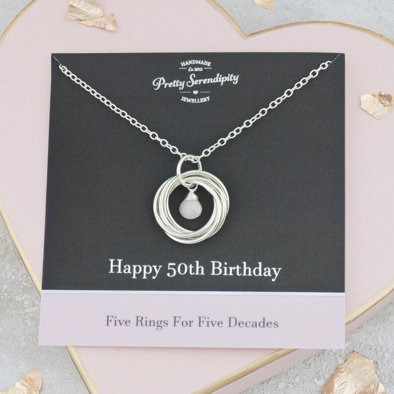 50th Birthday Necklace with Birthstone 50th Birthday Gift For Etsy