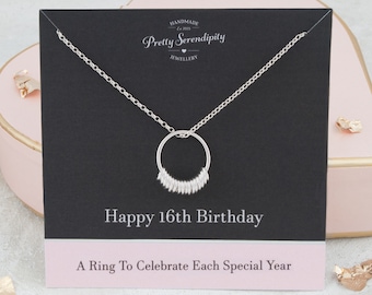 16th Birthday Necklace - 16th Birthday Gift For Daughter - Sterling Silver