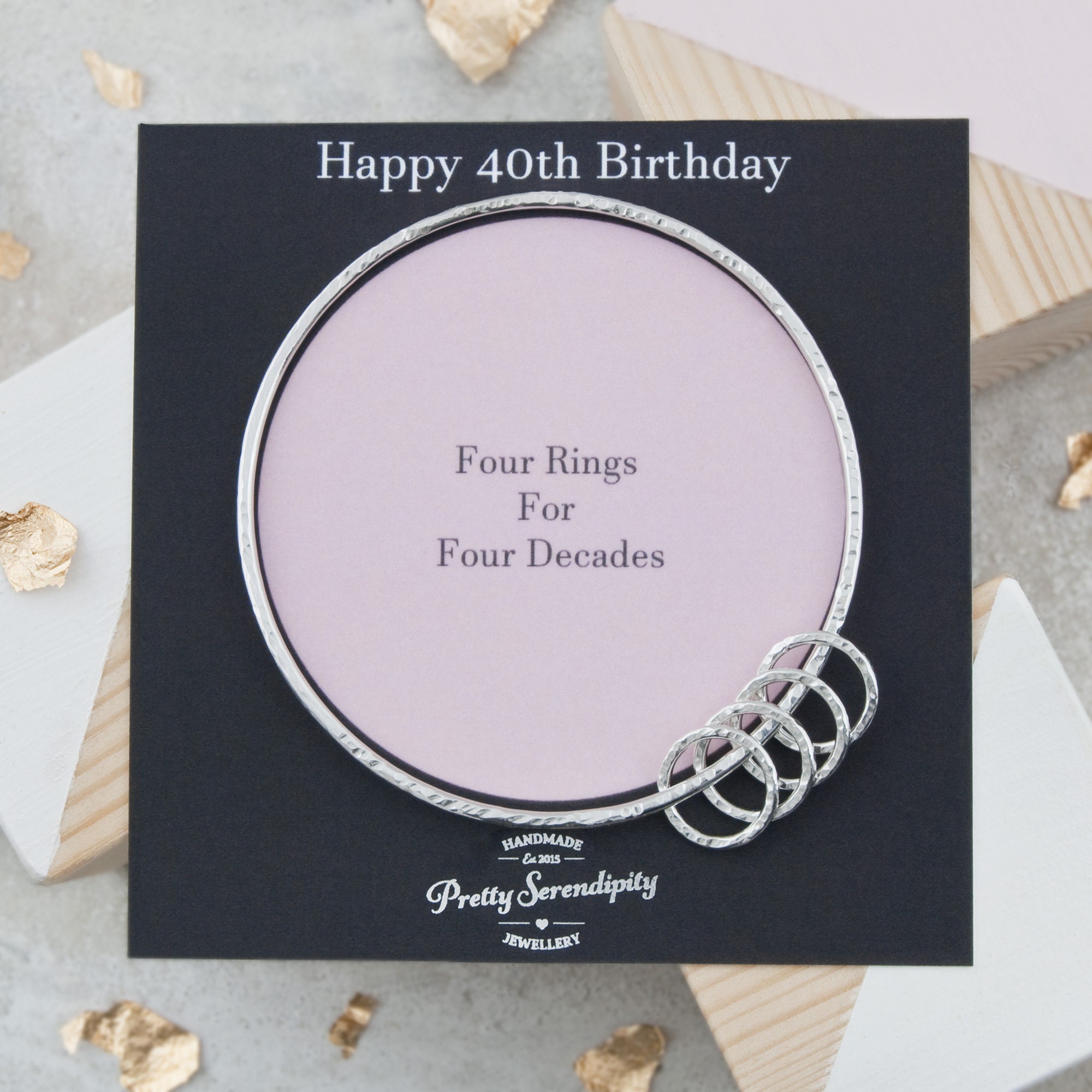 40Th Birthday Bangle, Gift, 4 Rings For Decades