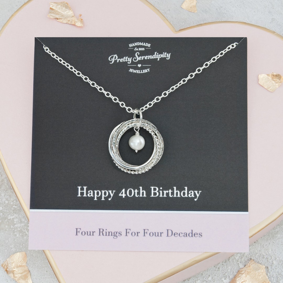 40th Birthday Sterling Silver Four Rings Necklace