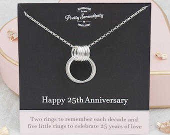 25th Anniversary Necklace, 25th Wedding Anniversary Gift, Sterling Silver