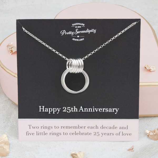 25th Anniversary Necklace, 25th Wedding Anniversary Gift, Sterling Silver