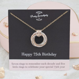 75th Birthday Necklace - 75th Birthday Gift - Silver & Gold