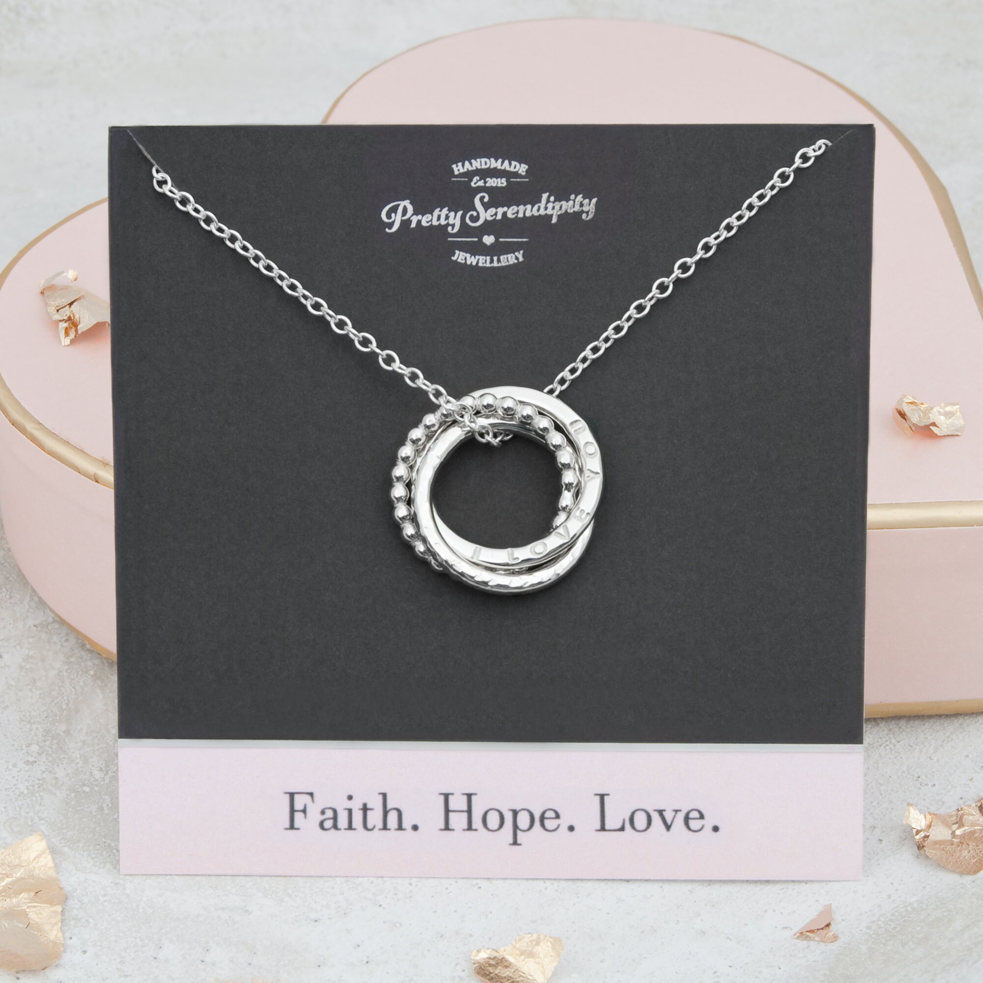Personalised Russian Ring Name Necklace, Traditional