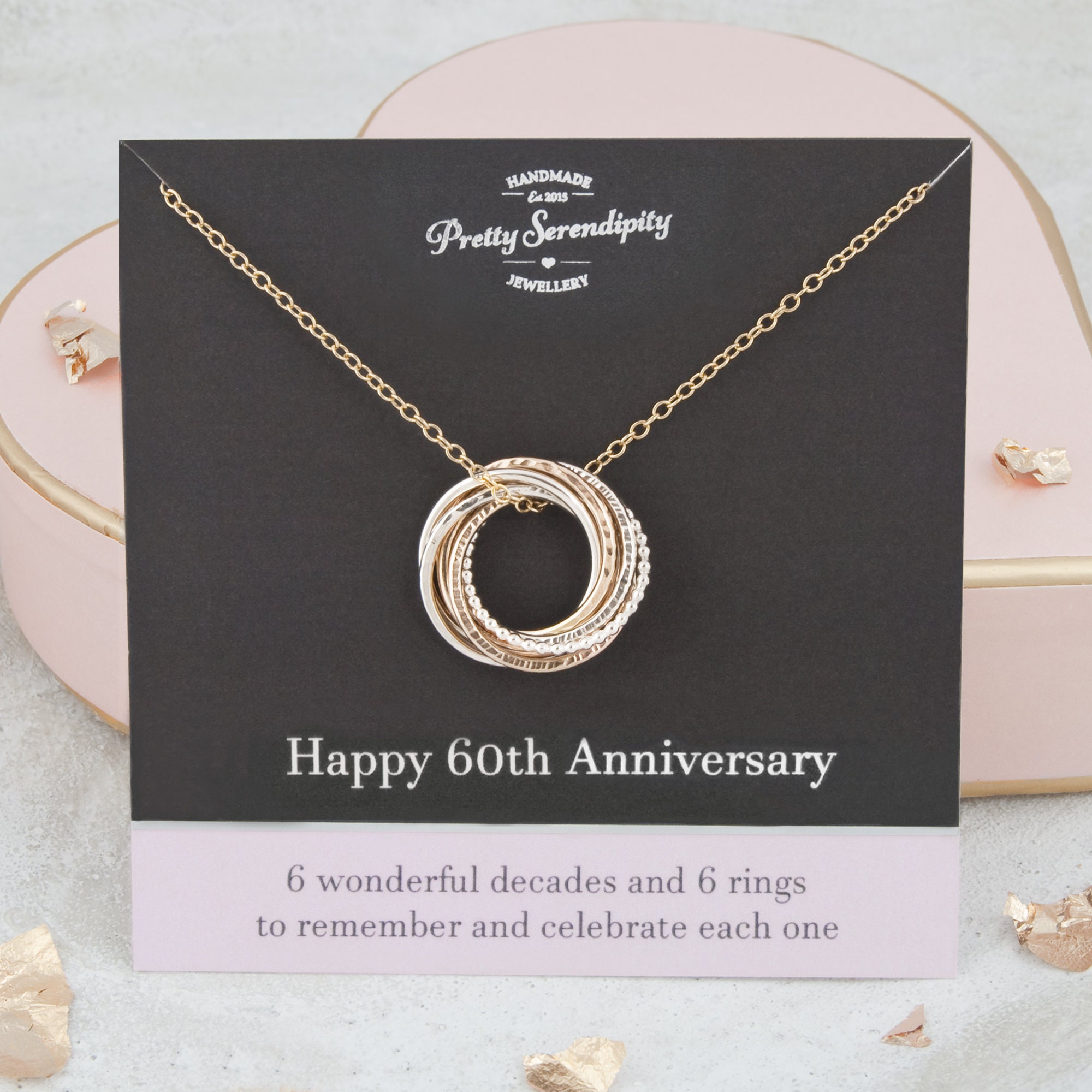 60Th Anniversary Mixed Metal Necklace, Wedding Gift, Sterling Silver & 14Ct Gold Fill