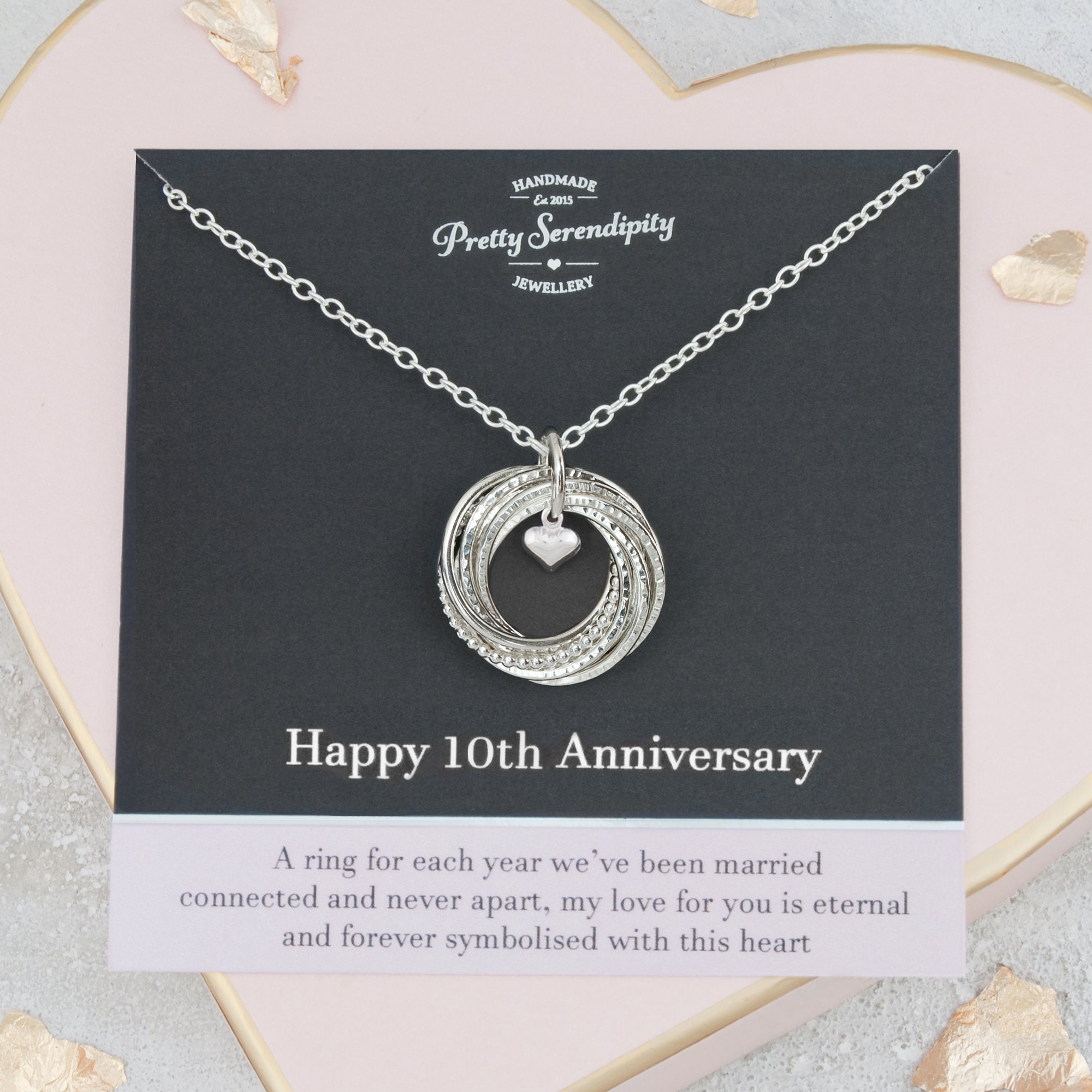 10Th Anniversary Necklace - Textured Sterling Silver, Wedding Gift