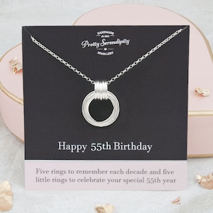 55th Birthday Necklace - 55th Birthday Gift - Sterling Silver
