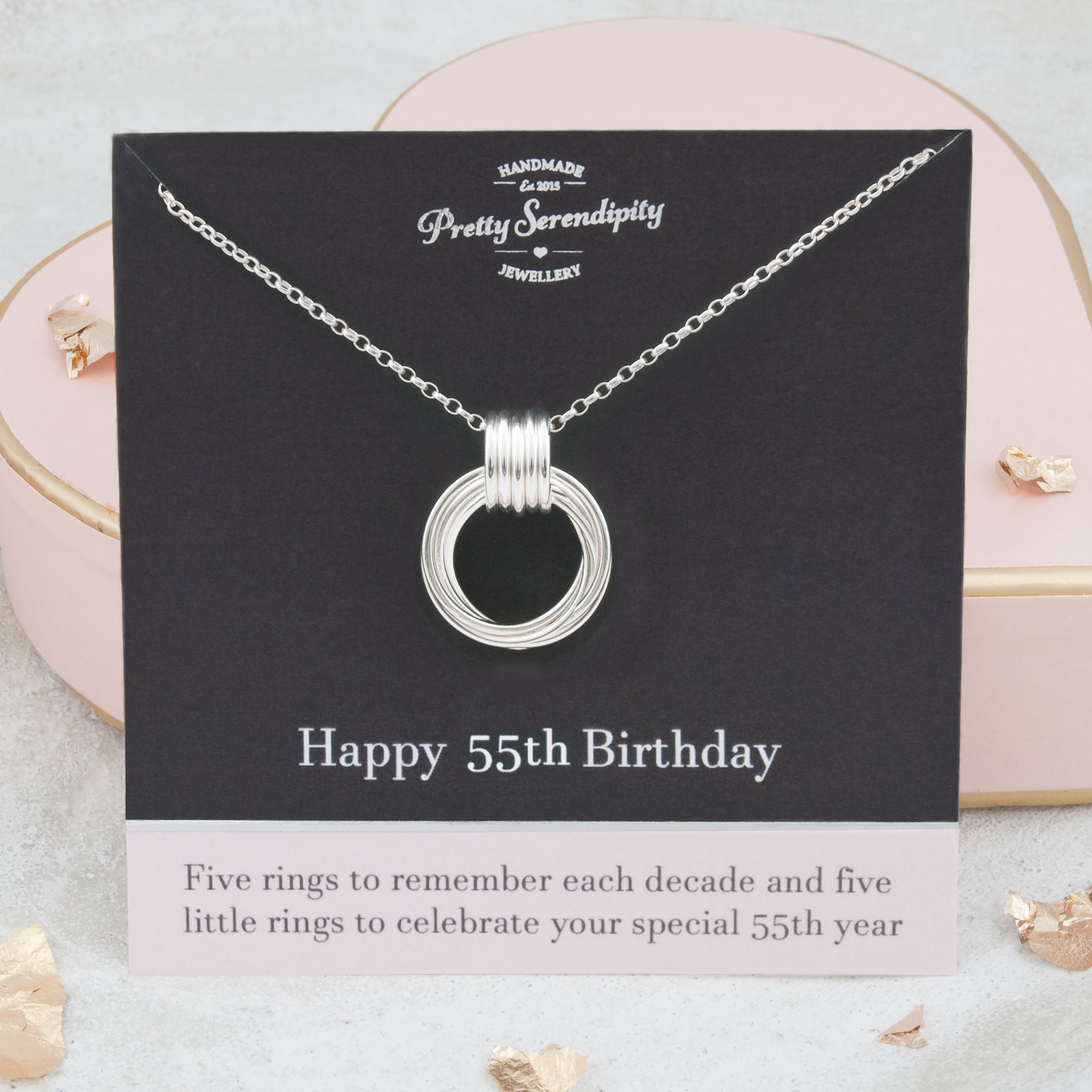 55Th Birthday Necklace, Gift For Her, Sterling Silver