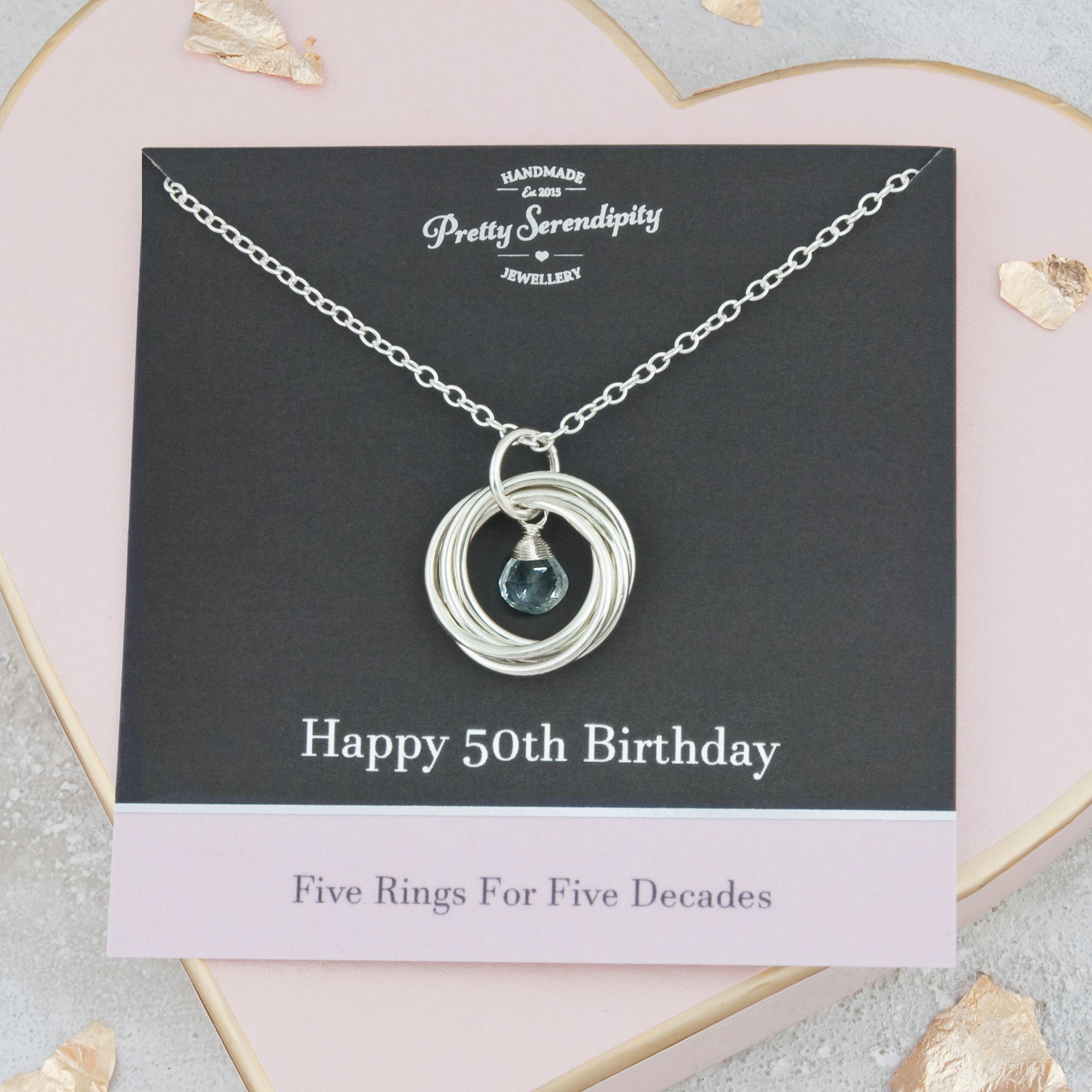 50th Birthday Necklace With Birthstone 50th Birthday Gift for Her