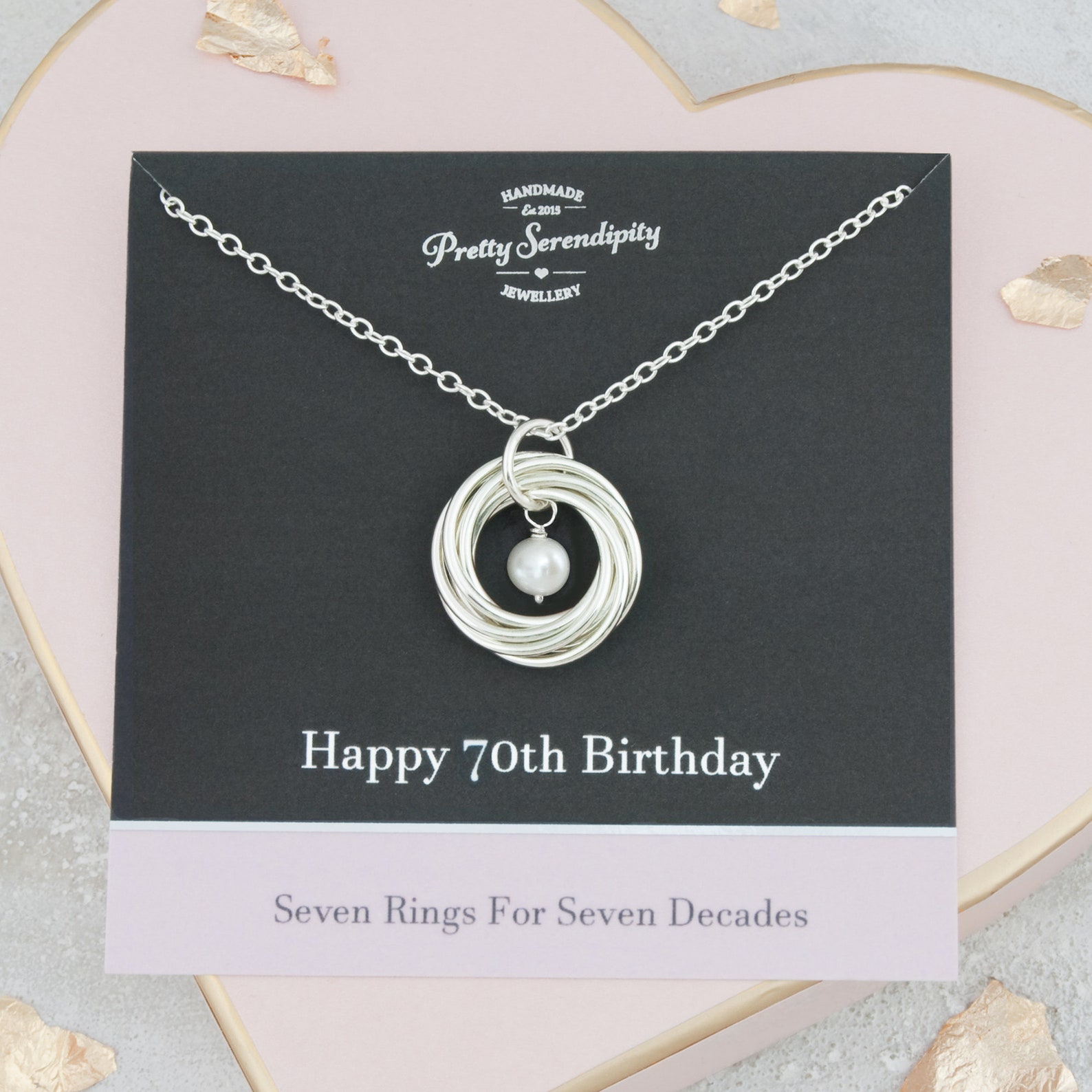 70th Birthday Necklace With Birthstone, 70th Birthday Gift for Her, 70th Jewelry for Friend, 7