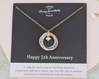5th Anniversary Mixed Metal Necklace, 5th Anniversary Gift, Sterling Silver and 14ct Gold Fill