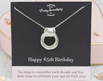 65th Birthday Necklace, 65th Birthday Gift For Her, Sterling Silver