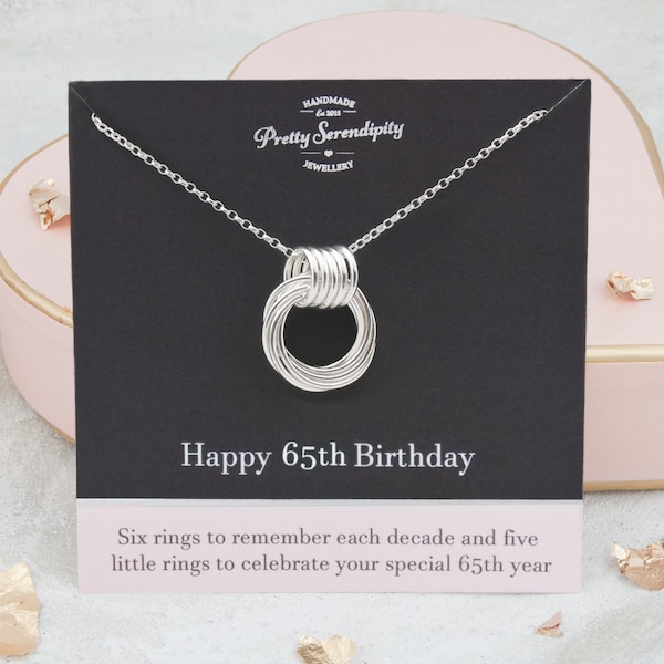 65th Birthday Necklace, 65th Birthday Gift For Her, Sterling Silver