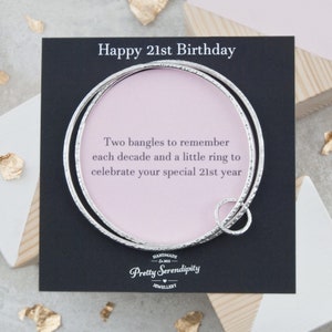 21st Birthday Bangle - 21st Birthday Gift - Sterling Silver