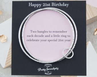 21st Birthday Bangle, 21st Birthday Gift For Her, 21st Jewelry For Daughter