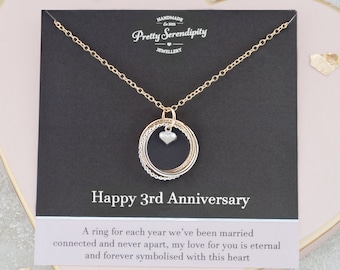 3rd Anniversary Mixed Metal Necklace, 3rd Anniversary Gift, Sterling Silver and 14ct Gold Fill