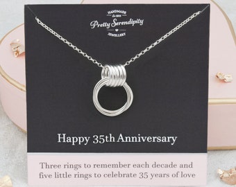 35th Anniversary Necklace, 35th Wedding Anniversary Gift, Sterling Silver