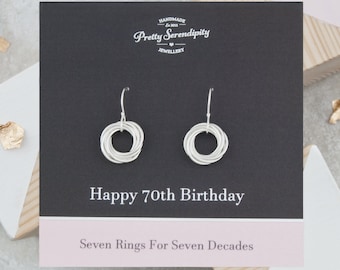 70th Birthday Earrings 70th Birthday Gift Rings For Decades  Sterling Silver - Main Image