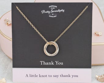 Thank You Gift - Thank You Knot Necklace - Appreciation Gift - Teacher Gifts