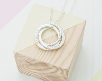 Personalised Beaded Russian Ring Necklace, Jewellery Gifts For Mothers, Mummy Necklace