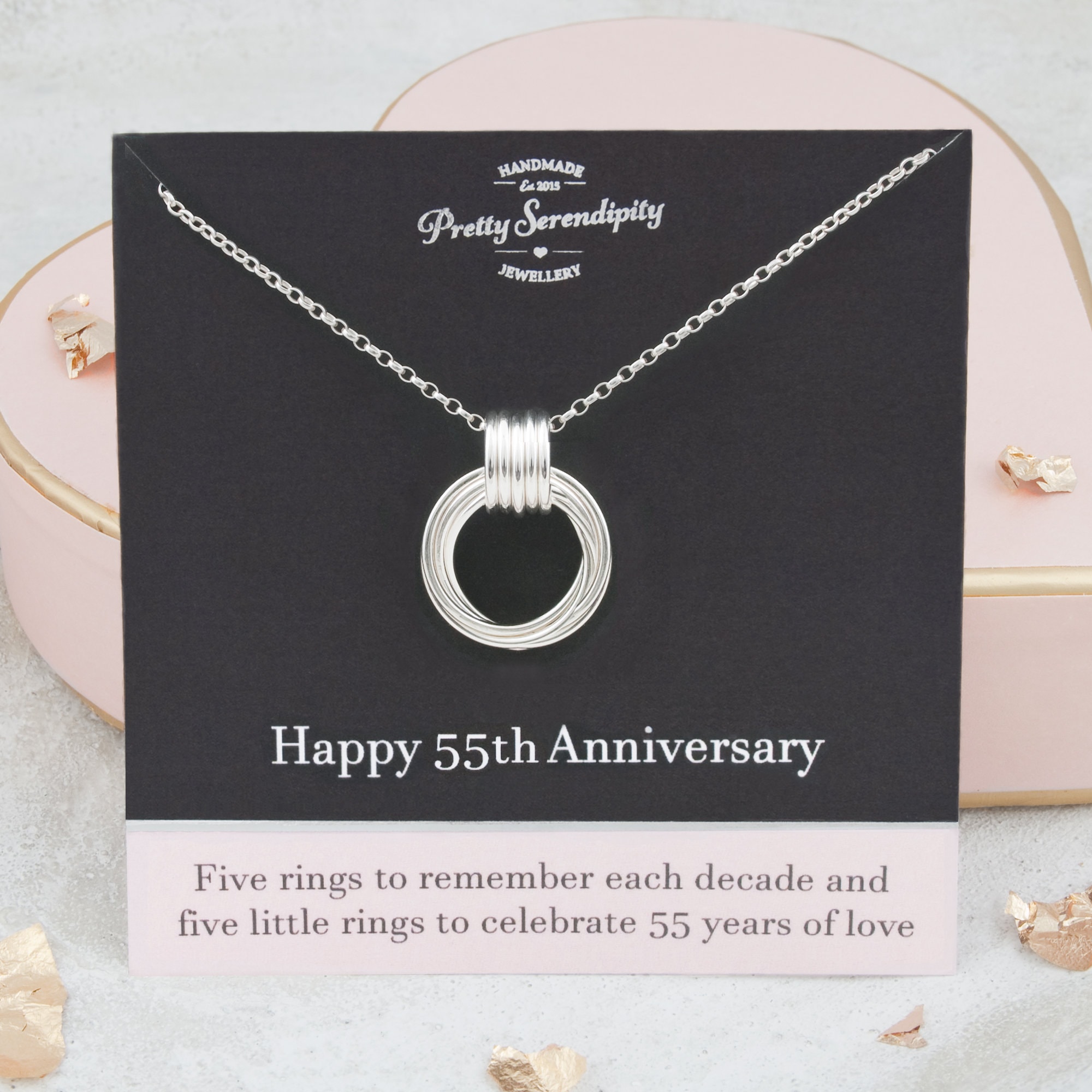 55Th Anniversary Necklace, Wedding Gift, Sterling Silver