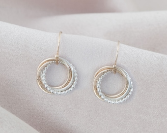 40th Birthday Earrings - 40th Birthday Gift - 4 Rings For 4 Decades -  Silver & Gold